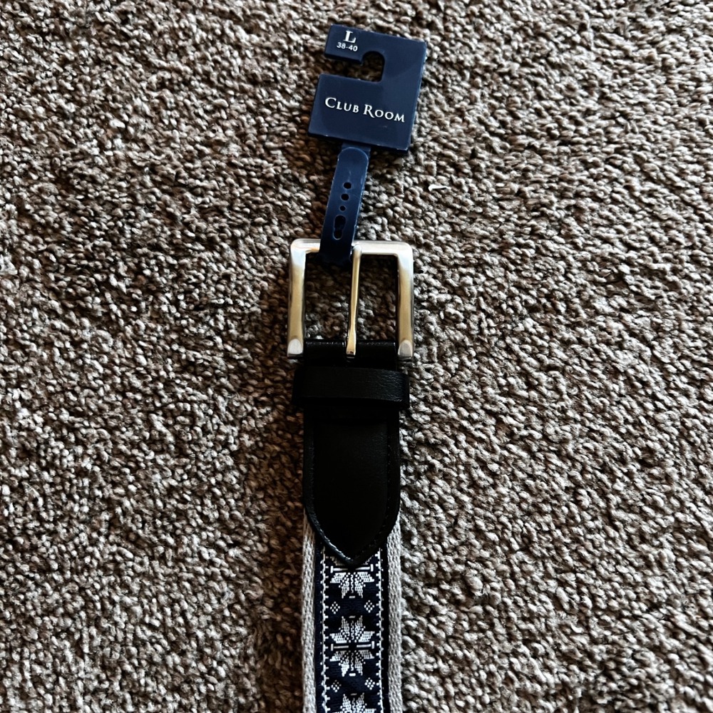 Club Room Snowflake Belt Fair Isle Pattern Casual Belt Large 36-40 - Picture 3 of 5